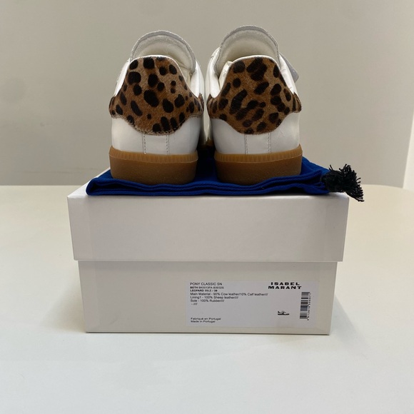 Isabel Marant Classic Beth Logo Sneaker White Leather/Leopard sz 39 New in Box - Picture 7 of 9